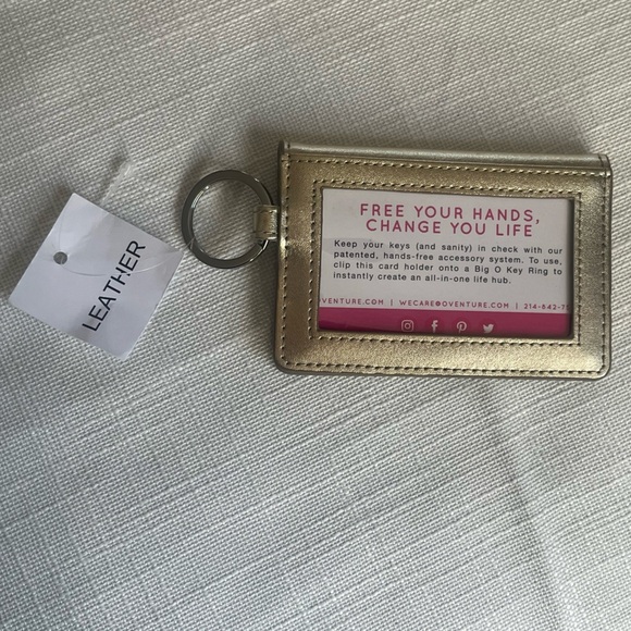 NWT Set Gold Leather Oventure Big O® Key Ring & Keychain Wallet/ID Holder - Picture 6 of 7